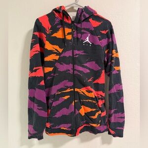 Jordan Air Full Zip Hoodie Colorblock Camo Purple Orange Black Size S